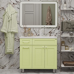 Misty Мебель для ванной Купер 90 R с б/к желтая – фотография-1